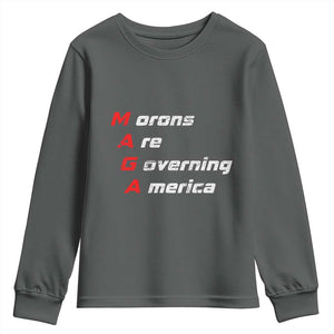 Morons Are Governing America Youth Sweatshirt TS10 Dark Heather Print Your Wear