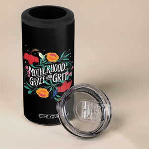 Motherhood Grace And Grit 4 in 1 Can Cooler Tumbler Boho Floral Mother's Day TS11 Print Your Wear