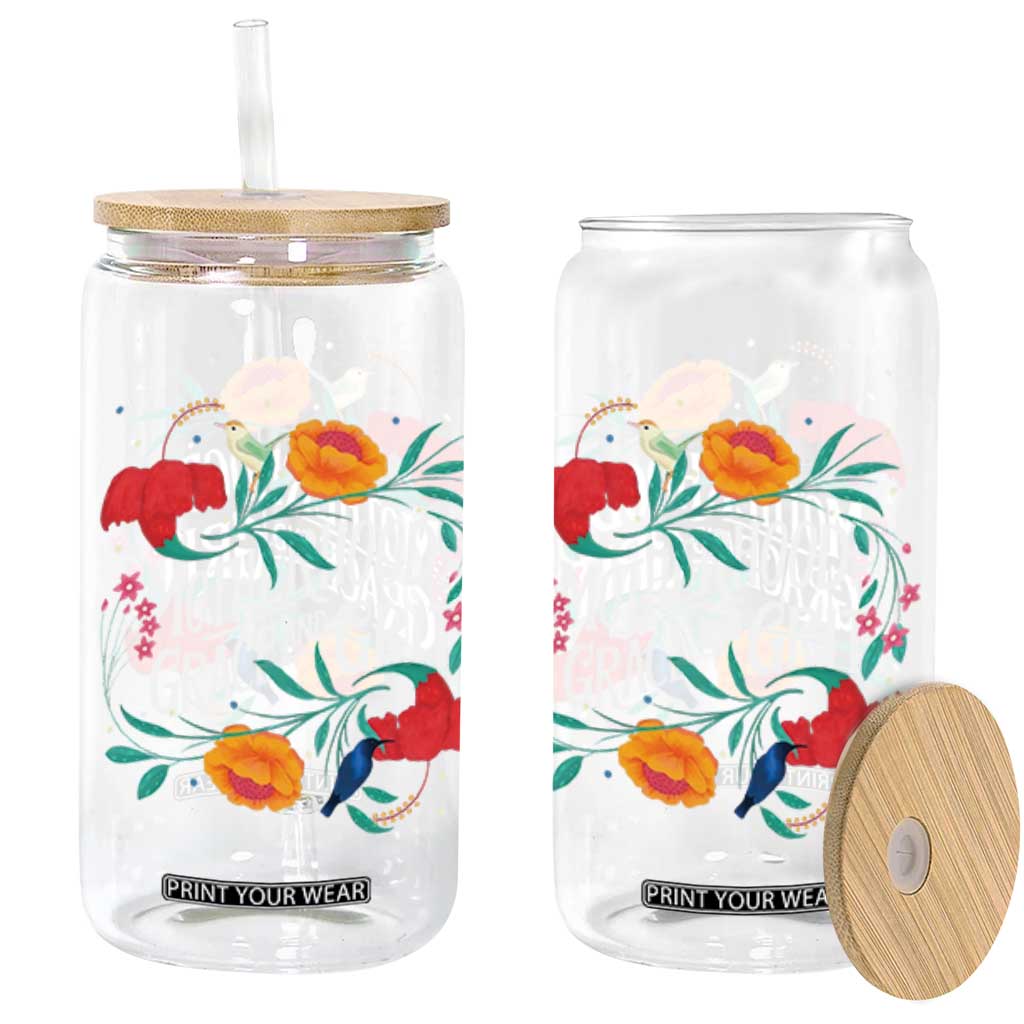 Motherhood Grace And Grit Glass Can Boho Floral Mother's Day TS11 Black Print Your Wear