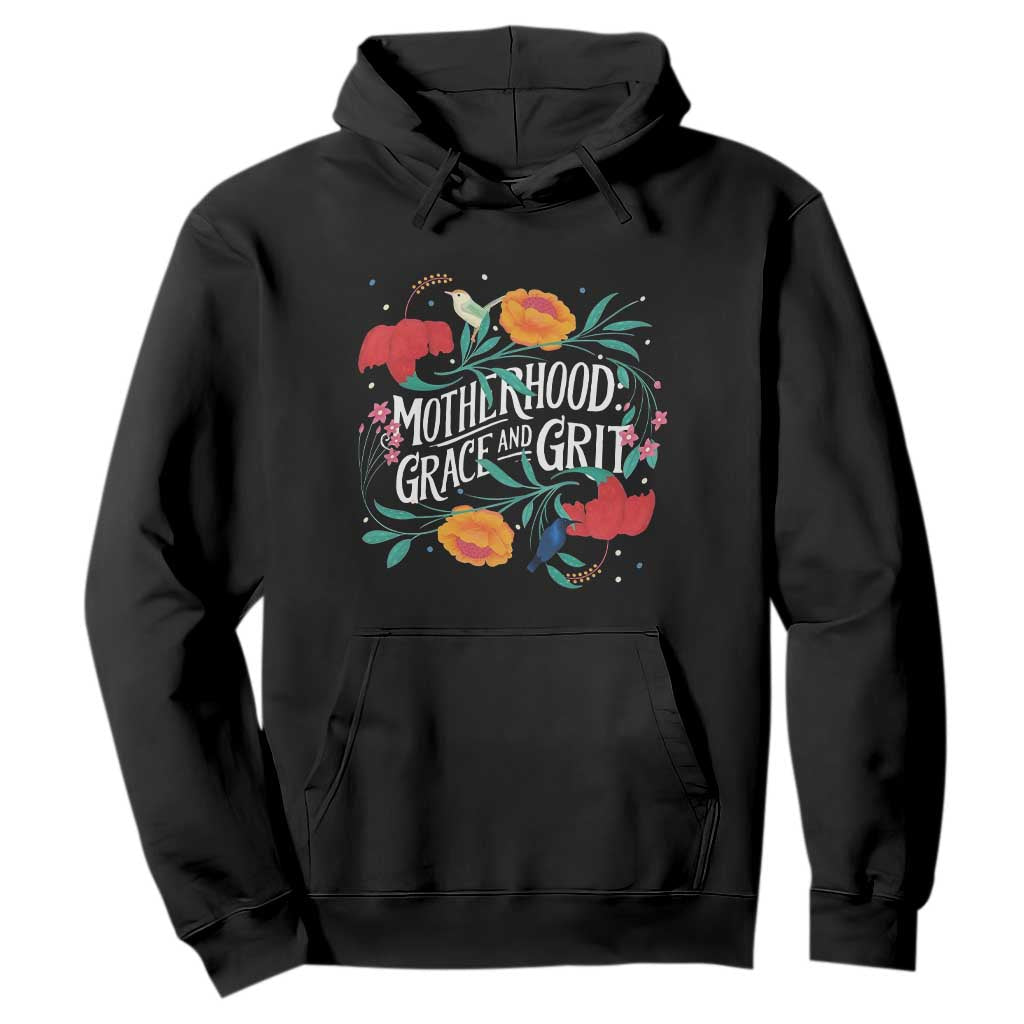 Motherhood Grace And Grit Hoodie Boho Floral Mother's Day TS11 Black Print Your Wear