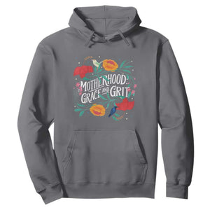 Motherhood Grace And Grit Hoodie Boho Floral Mother's Day TS11 Charcoal Print Your Wear