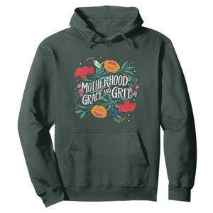 Motherhood Grace And Grit Hoodie Boho Floral Mother's Day TS11 Dark Forest Green Print Your Wear