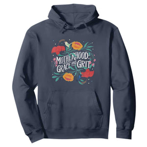 Motherhood Grace And Grit Hoodie Boho Floral Mother's Day TS11 Navy Print Your Wear