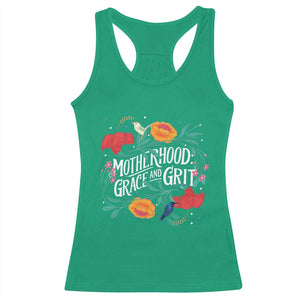 Motherhood Grace And Grit Racerback Tank Top Boho Floral Mother's Day TS11 Irish Green Print Your Wear