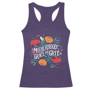 Motherhood Grace And Grit Racerback Tank Top Boho Floral Mother's Day TS11 Purple Print Your Wear