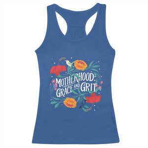 Motherhood Grace And Grit Racerback Tank Top Boho Floral Mother's Day TS11 Royal Blue Print Your Wear