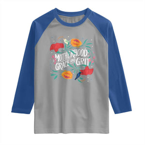 Motherhood Grace And Grit Raglan Shirt Boho Floral Mother's Day TS11 Sport Gray Royal Print Your Wear