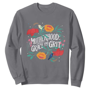 Motherhood Grace And Grit Sweatshirt Boho Floral Mother's Day TS11 Charcoal Print Your Wear
