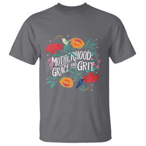 Motherhood Grace And Grit T Shirt Boho Floral Mother's Day TS11 Charcoal Print Your Wear