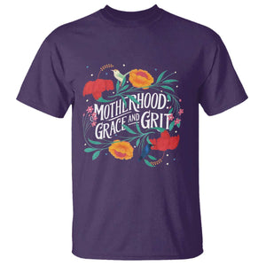 Motherhood Grace And Grit T Shirt Boho Floral Mother's Day TS11 Purple Print Your Wear