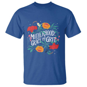 Motherhood Grace And Grit T Shirt Boho Floral Mother's Day TS11 Royal Blue Print Your Wear