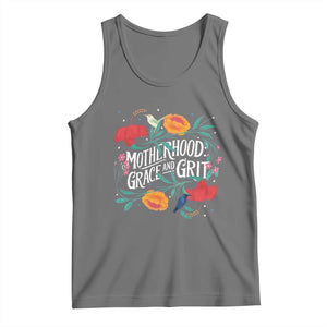 Motherhood Grace And Grit Tank Top Boho Floral Mother's Day TS11 Black Heather Print Your Wear