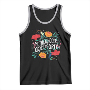Motherhood Grace And Grit Tank Top Boho Floral Mother's Day TS11 Black Athletic Heather Print Your Wear