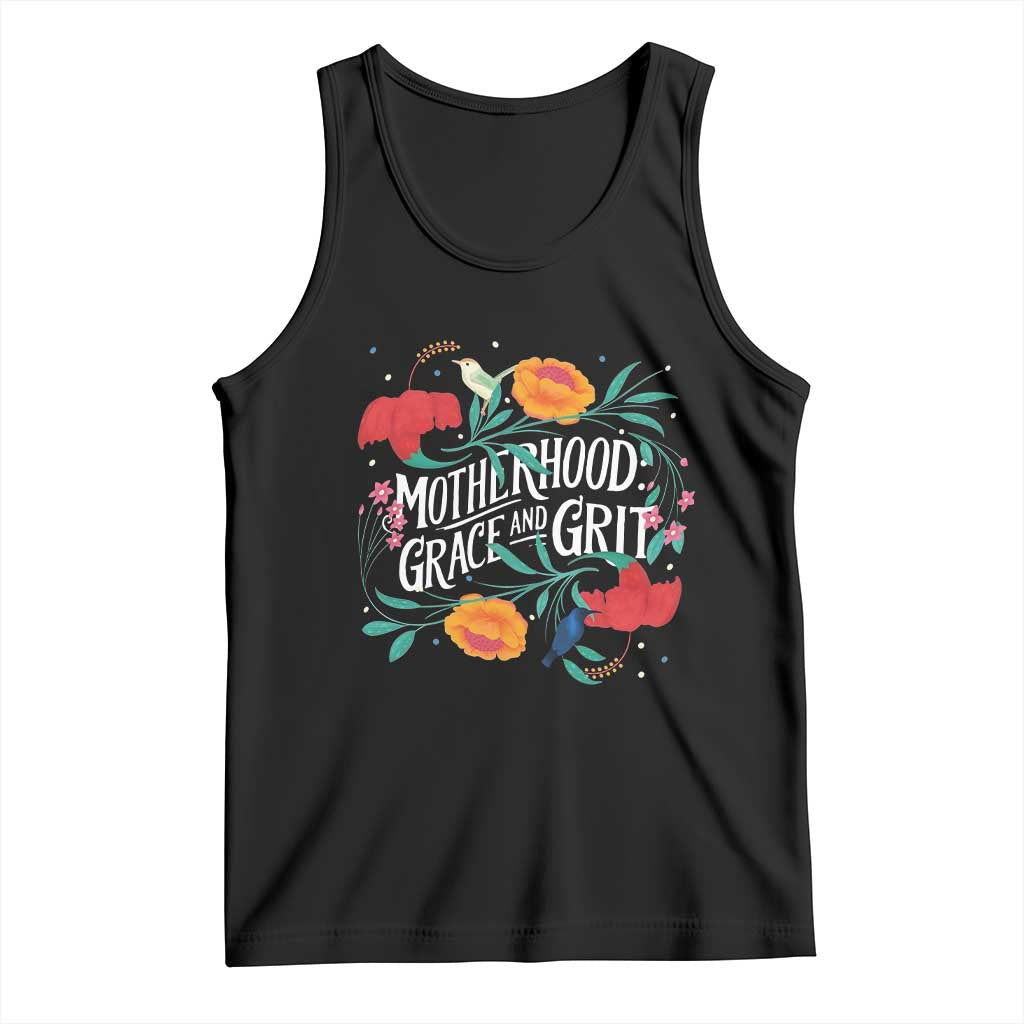 Motherhood Grace And Grit Tank Top Boho Floral Mother's Day TS11 Black Print Your Wear