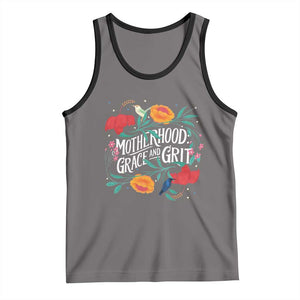 Motherhood Grace And Grit Tank Top Boho Floral Mother's Day TS11 Deep Heather Black Print Your Wear