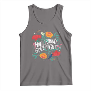 Motherhood Grace And Grit Tank Top Boho Floral Mother's Day TS11 Deep Heather Print Your Wear