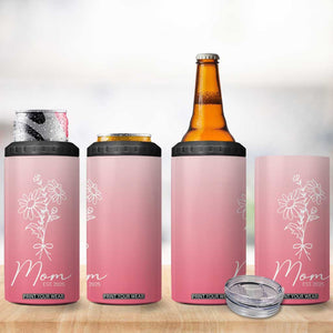 Mothers Day Gifts For New Mom 2025 4 in 1 Can Cooler Tumbler Flower First Time Mom Gift Pink TB10 Print Your Wear