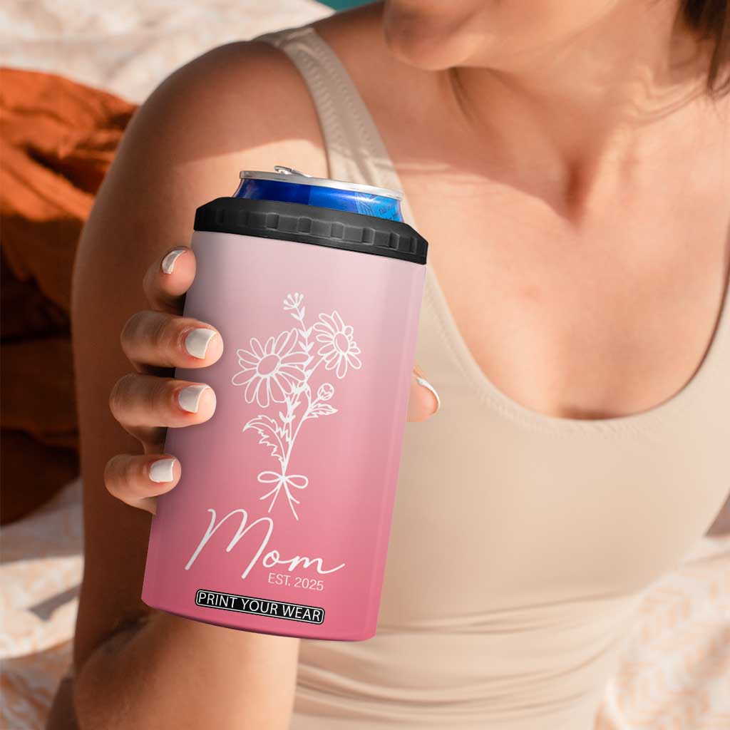 Mothers Day Gifts For New Mom 2025 4 in 1 Can Cooler Tumbler Flower First Time Mom Gift Pink TB10 Print Your Wear