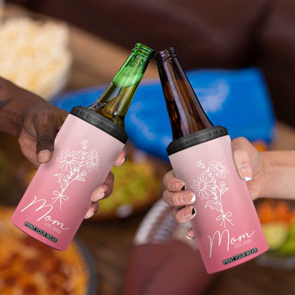 Mothers Day Gifts For New Mom 2025 4 in 1 Can Cooler Tumbler Flower First Time Mom Gift Pink TB10 Print Your Wear