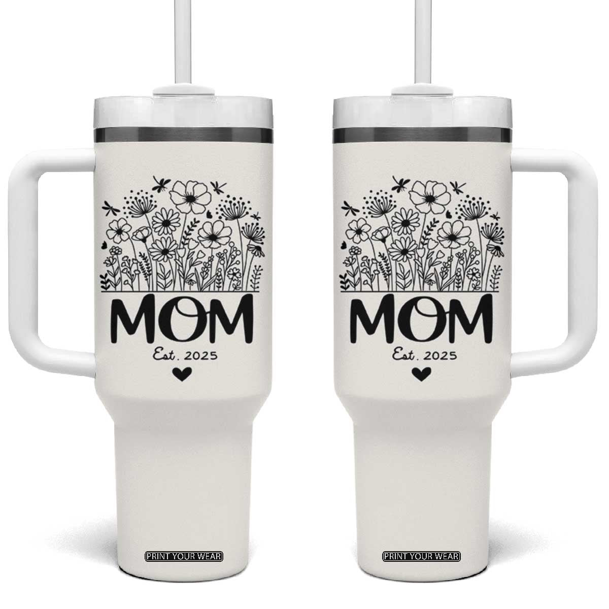 Mothers Day Gifts For New Mom 2025 Tumbler With Handle First Time Mom Pregnant Mommy Expecting Mother TB10 One Size: 40 oz Cream Print Your Wear