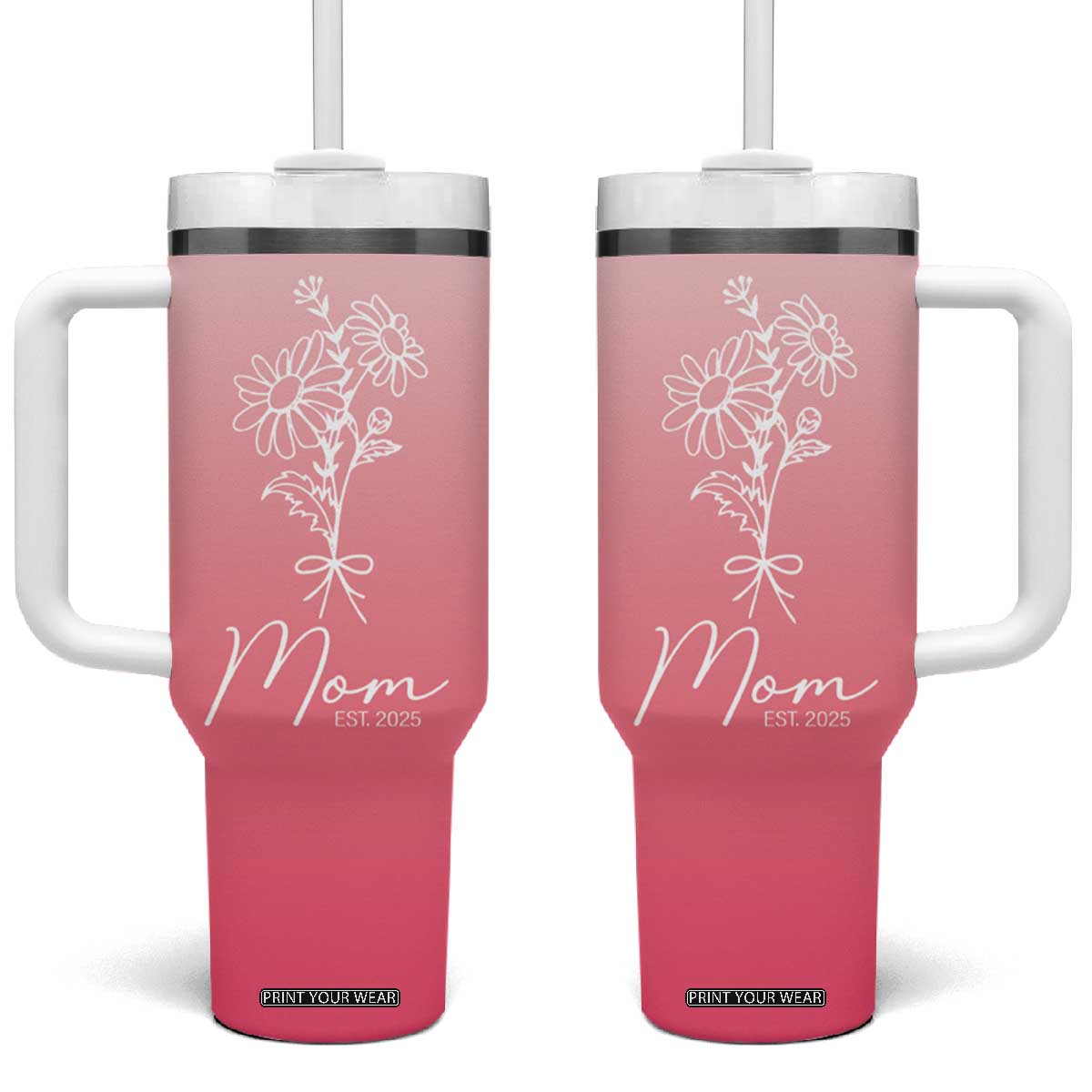 Mothers Day Gifts For New Mom 2025 Tumbler With Handle Flower First Time Mom Gift Pink TB10 One Size: 40 oz Misty Pink Print Your Wear