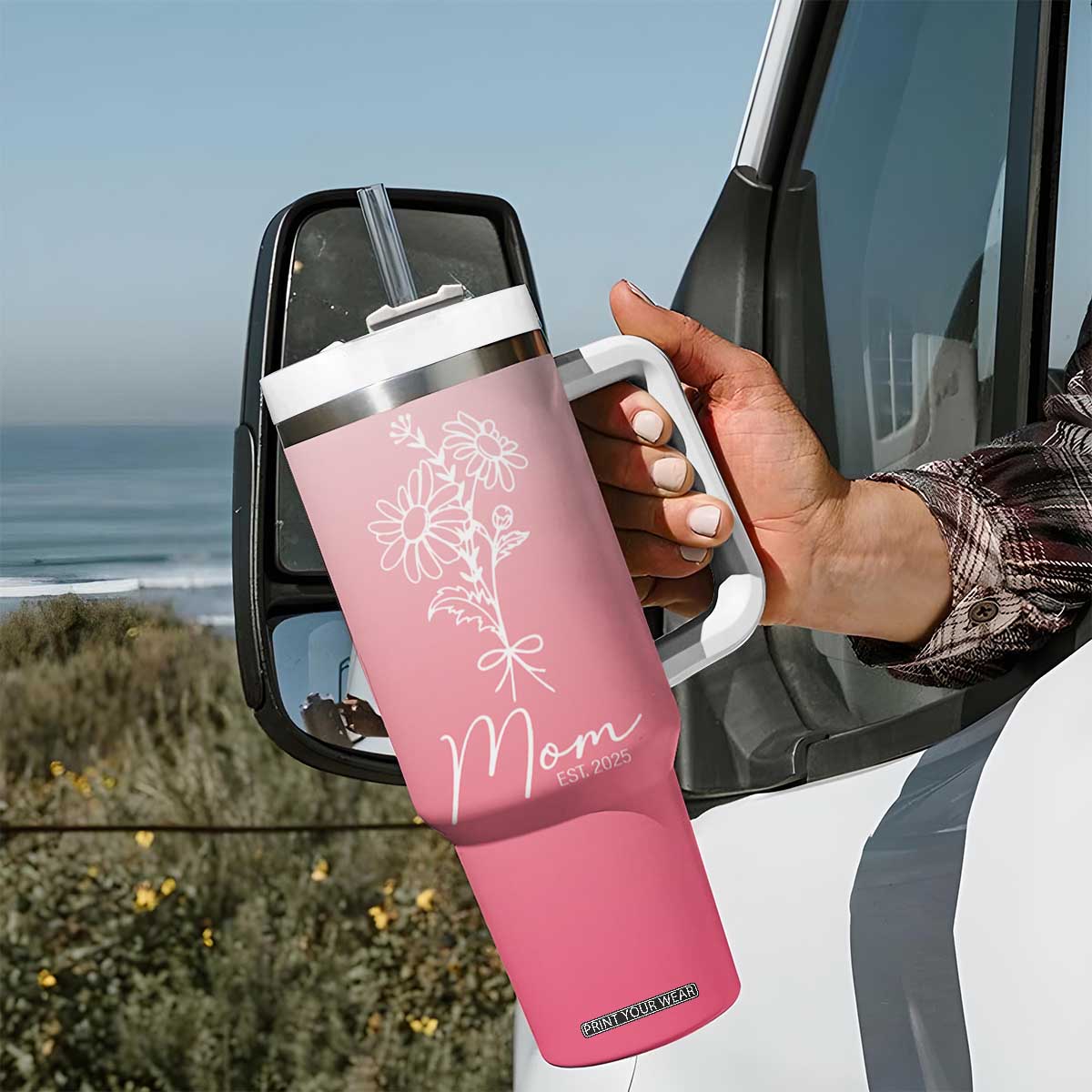 Mothers Day Gifts For New Mom 2025 Tumbler With Handle Flower First Time Mom Gift Pink TB10 Print Your Wear