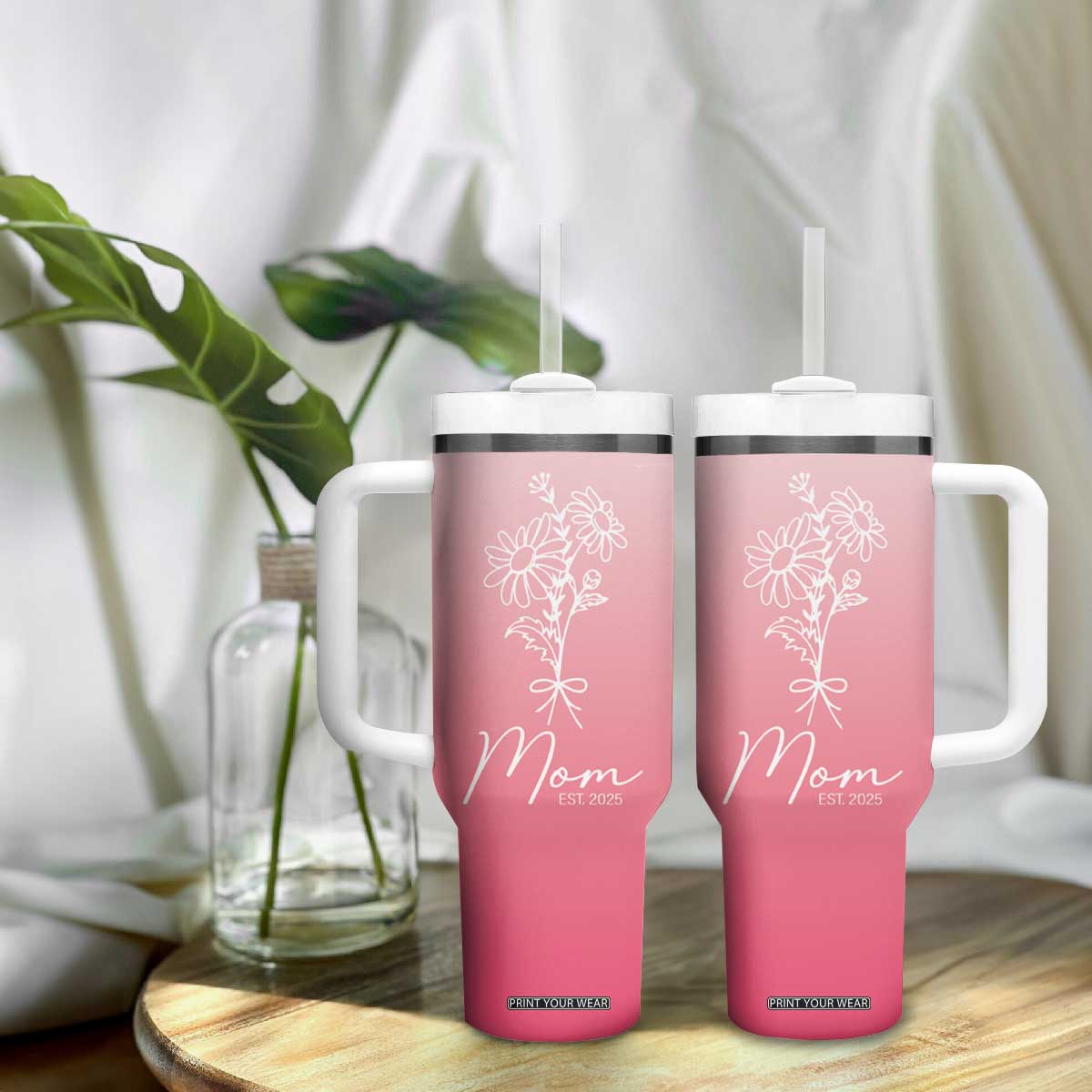 Mothers Day Gifts For New Mom 2025 Tumbler With Handle Flower First Time Mom Gift Pink TB10 Print Your Wear