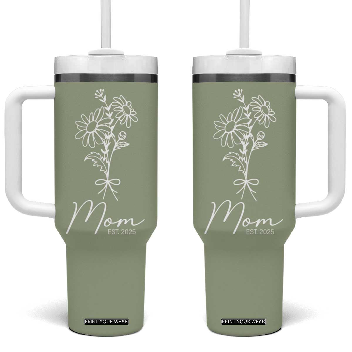 Mothers Day Gifts For New Mom 2025 Tumbler With Handle Flower First Time Mom Gift TB10 One Size: 40 oz Olive Print Your Wear