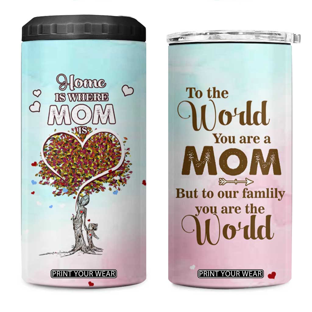 Mothers Day Mom Gifts 4 in 1 Can Cooler Tumbler Home is Where Mom Is TB10 One Size: 16 oz Blue Pink Print Your Wear