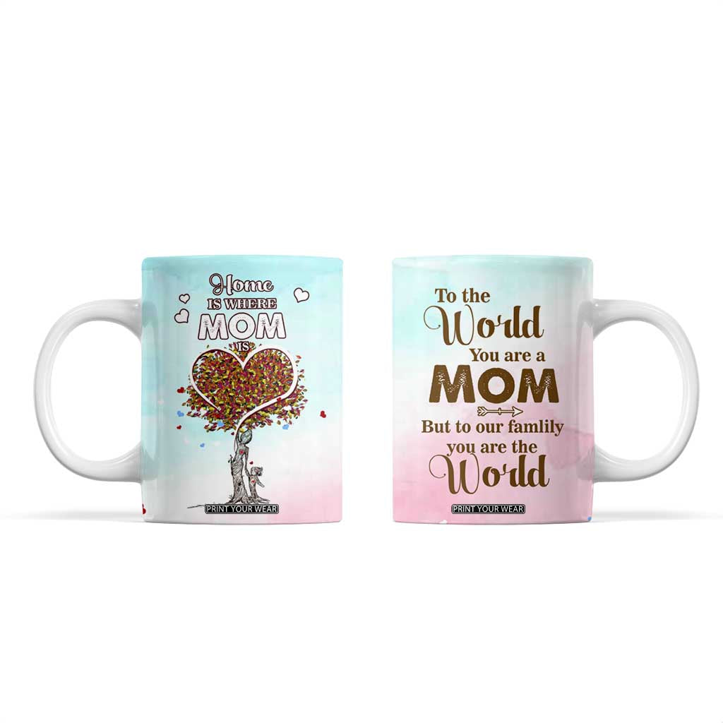 Mothers Day Mom Gifts Coffee Mug Home is Where Mom Is TB10 Blue Pink Print Your Wear