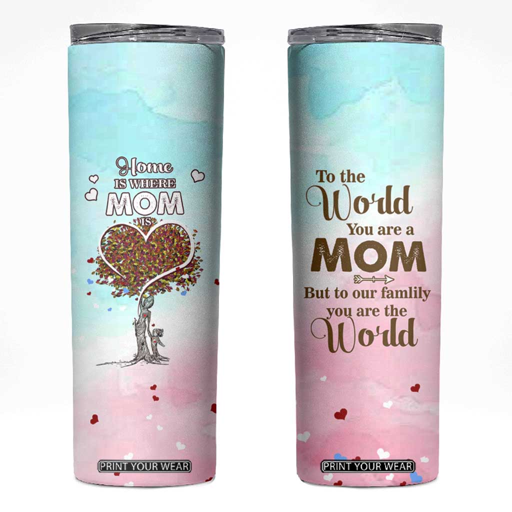 Mothers Day Mom Gifts Skinny Tumbler Home is Where Mom Is TB10 Blue Pink Print Your Wear