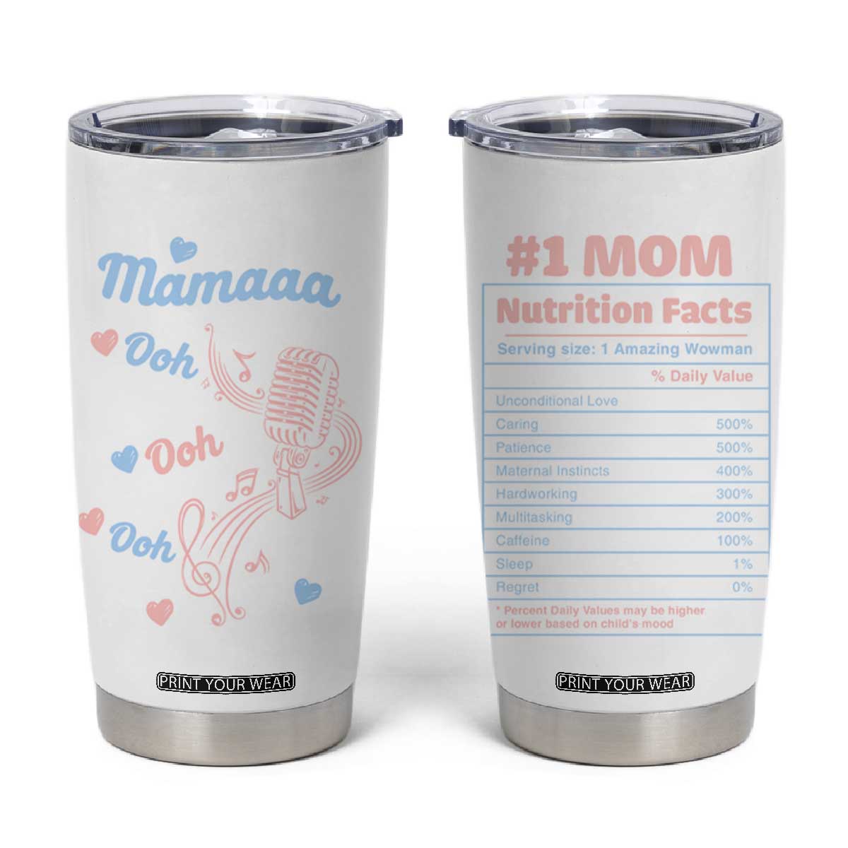 Mothers Day Mom Gifts Tumbler Cup For New Mother Bonus Mama Pregnant Mama TB10 White Print Your Wear