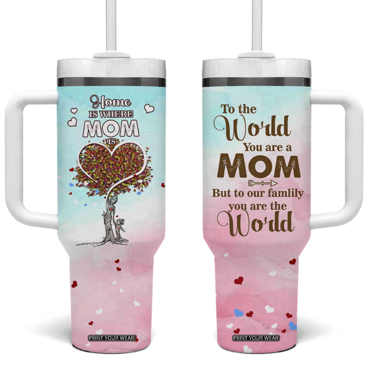 Mothers Day Mom Gifts Tumbler With Handle Home is Where Mom Is TB10 One Size: 40 oz Blue Pink Print Your Wear