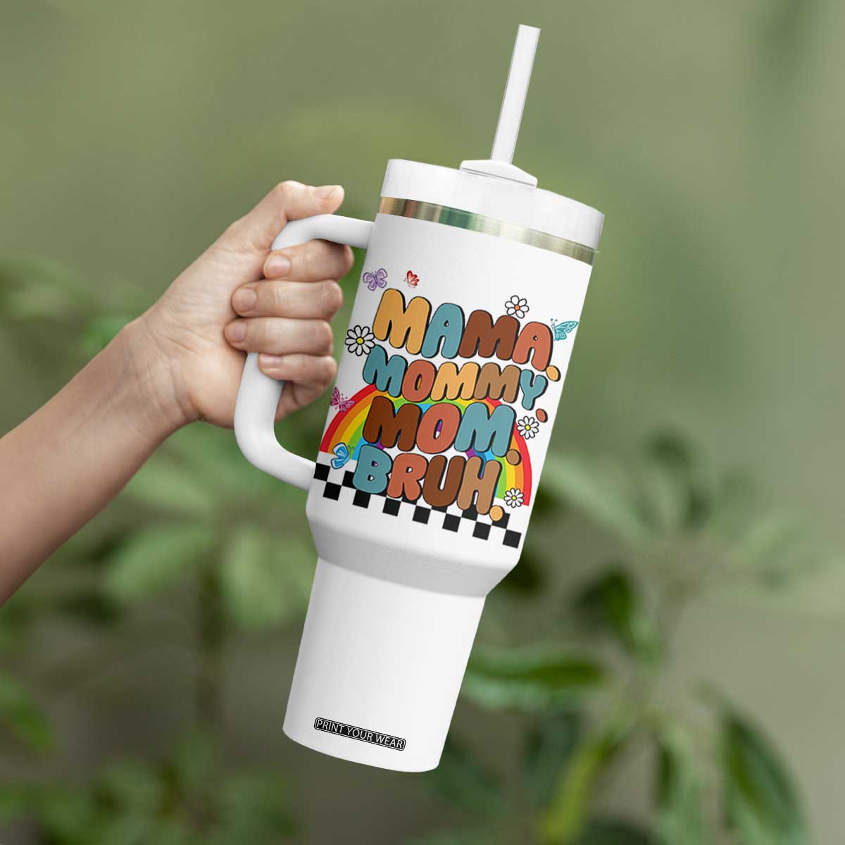 Mothers Day Mom Gifts Tumbler With Handle Mama Mommy Mom Bruh TB10 Print Your Wear