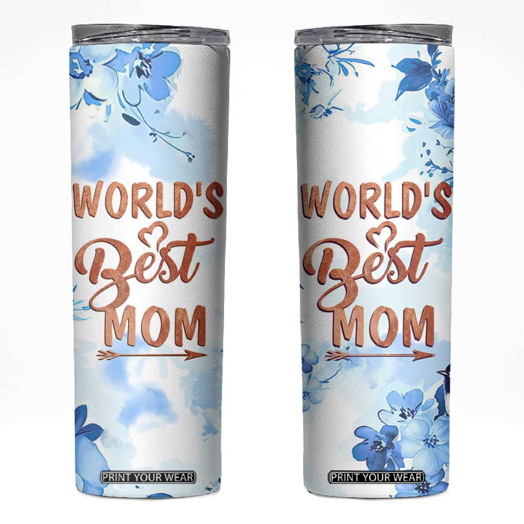 Mothers Gift Skinny Tumbler Funny World's Best Mom Gifts from Daughter Son TB10 Blue Print Your Wear