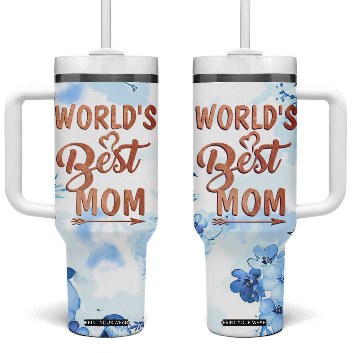 Mothers Gift Tumbler With Handle Funny World's Best Mom Gifts from Daughter Son TB10 One Size: 40 oz Blue Print Your Wear
