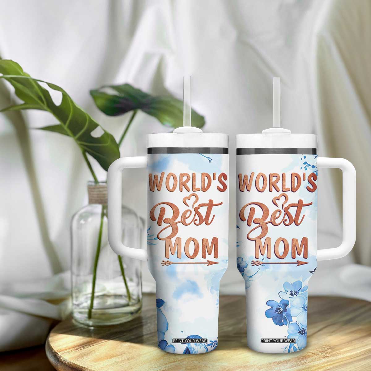 Mothers Gift Tumbler With Handle Funny World's Best Mom Gifts from Daughter Son TB10 Print Your Wear