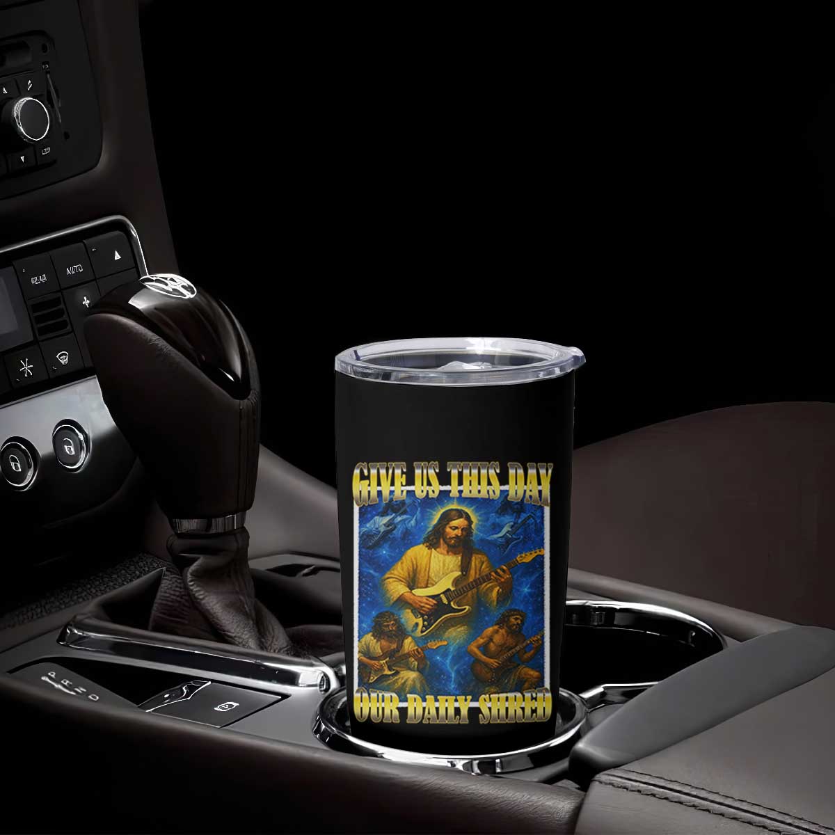 Music Give Us This Day Our Daily Shred Tumbler Cup Funny Jesus Rock Guitar Meme TS02 Print Your Wear