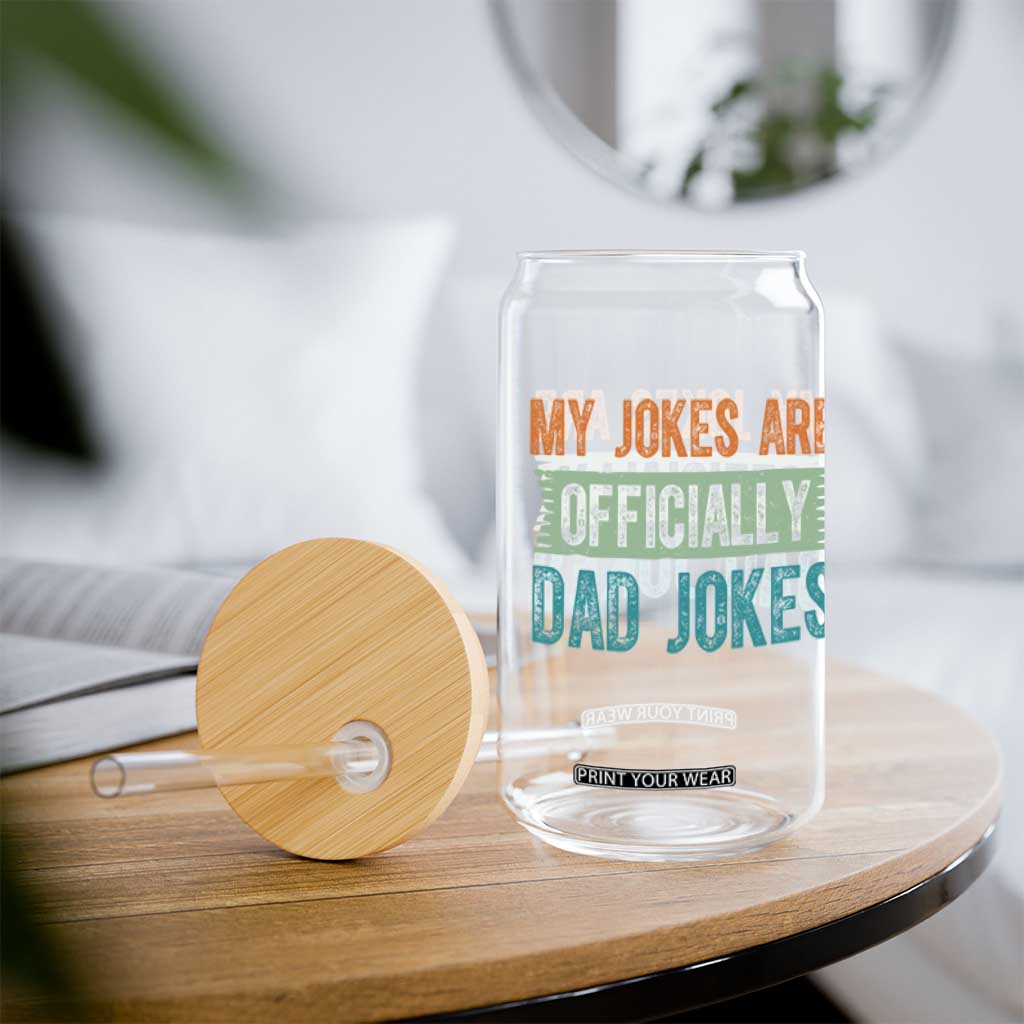 My Jokes Are Officially Dad Jokes Glass Can Funny New Dad First Fathers Day TS10 Print Your Wear