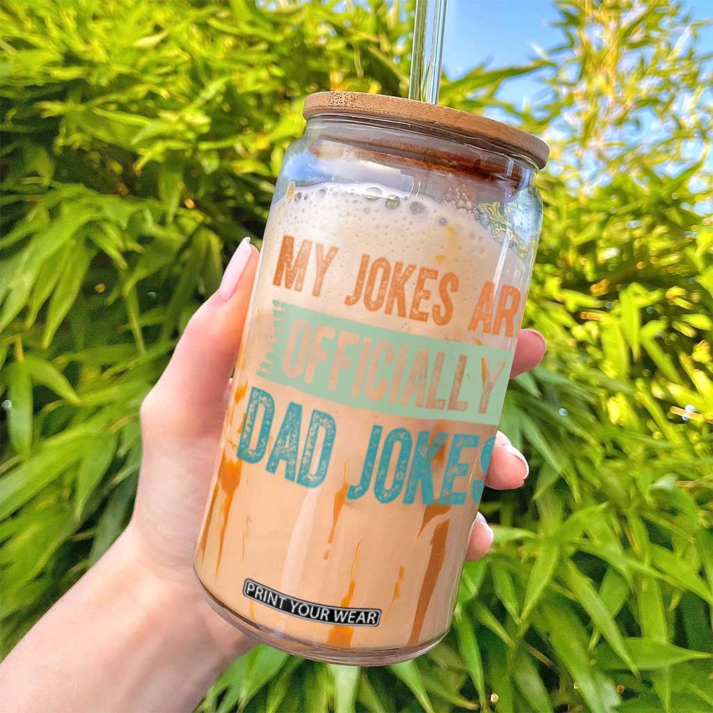 My Jokes Are Officially Dad Jokes Glass Can Funny New Dad First Fathers Day TS10 Print Your Wear