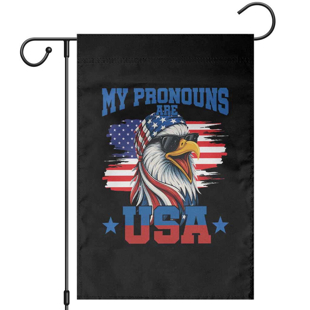 My Pronouns Are USA Garden Flag Bold Patriotic Eagle with American Flag Bandana Mullet TS02 Black Print Your Wear