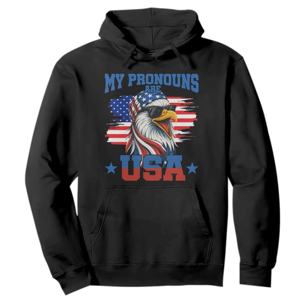 My Pronouns Are USA Hoodie Bold Patriotic Eagle with American Flag Bandana Mullet TS02 Black Print Your Wear