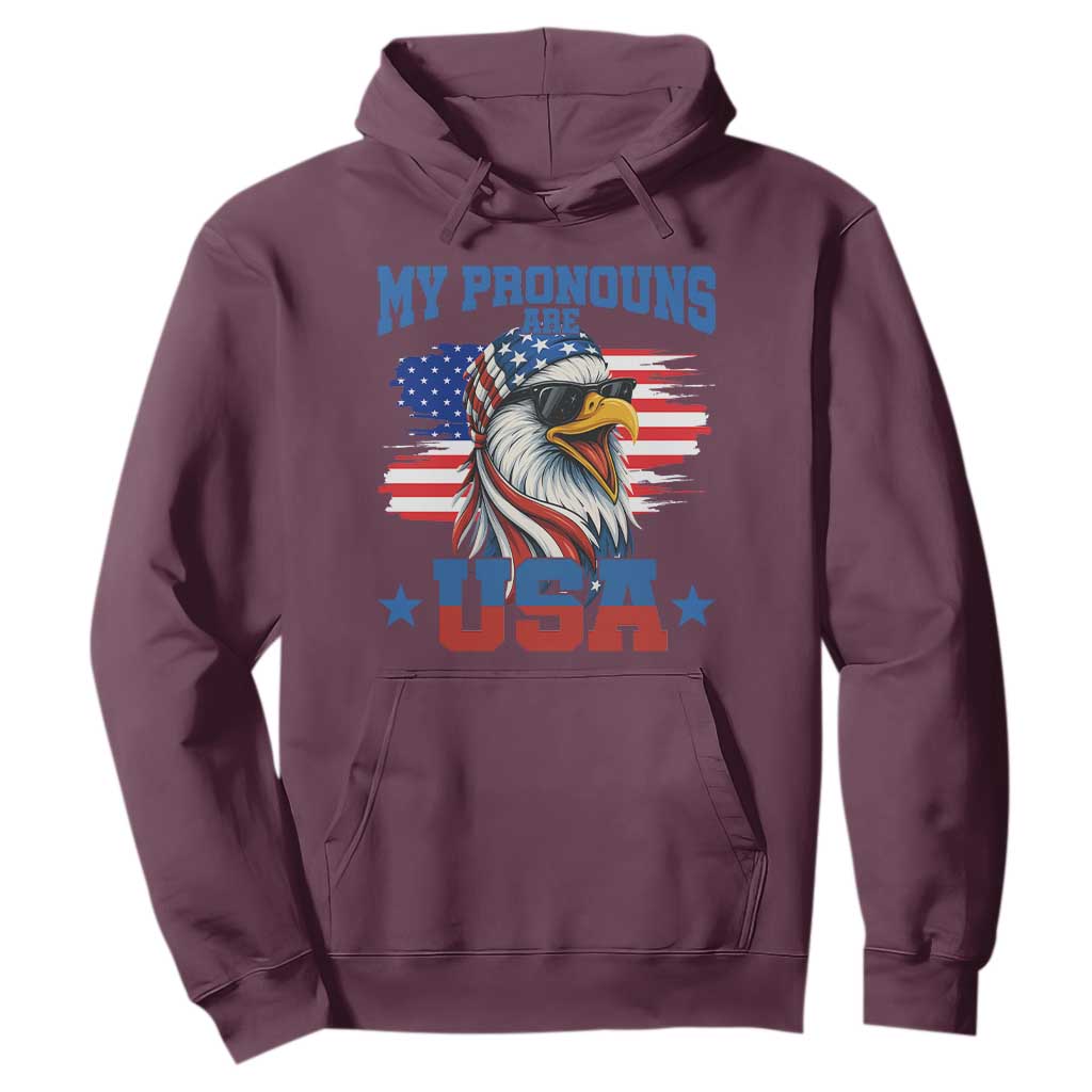 My Pronouns Are USA Hoodie Bold Patriotic Eagle with American Flag Bandana Mullet TS02 Maroon Print Your Wear