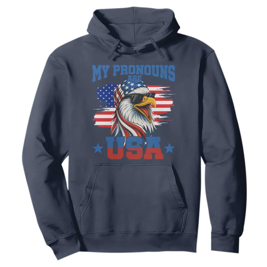 My Pronouns Are USA Hoodie Bold Patriotic Eagle with American Flag Bandana Mullet TS02 Navy Print Your Wear