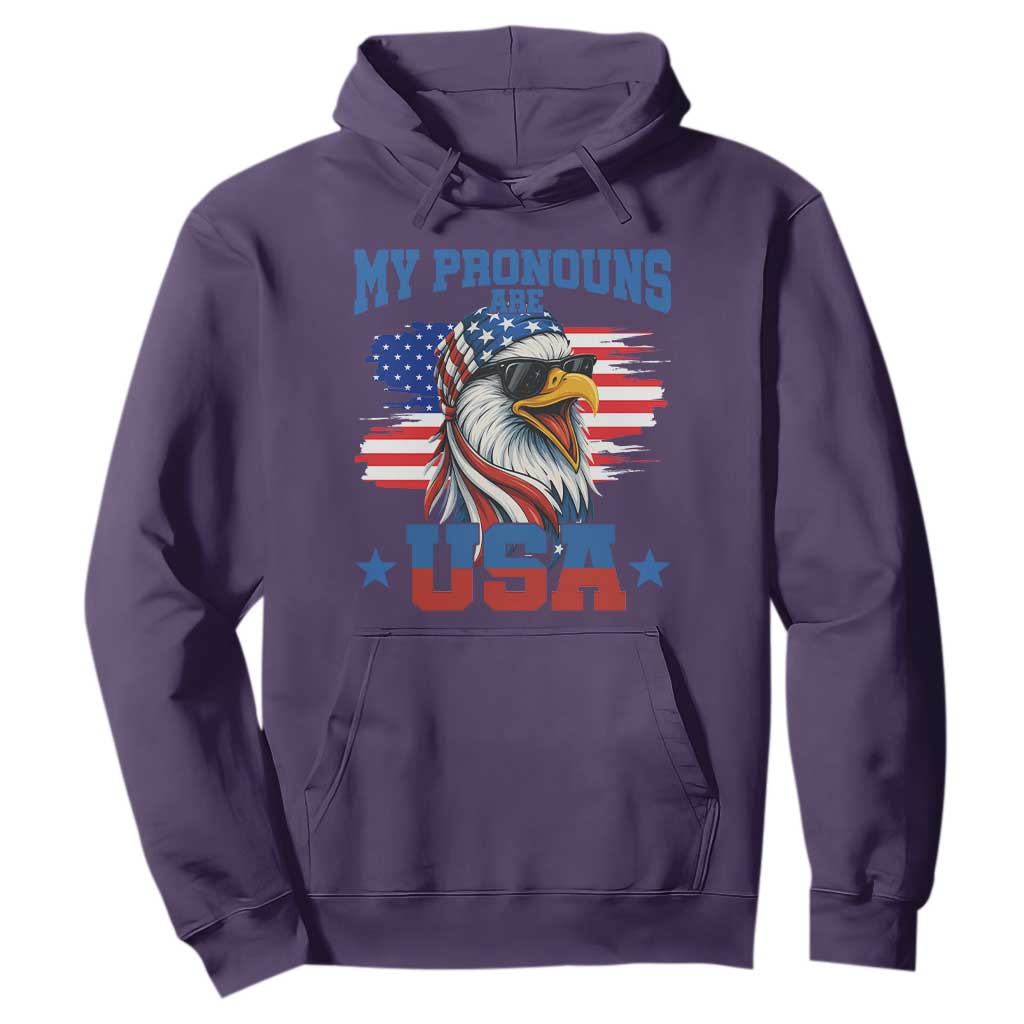 My Pronouns Are USA Hoodie Bold Patriotic Eagle with American Flag Bandana Mullet TS02 Purple Print Your Wear