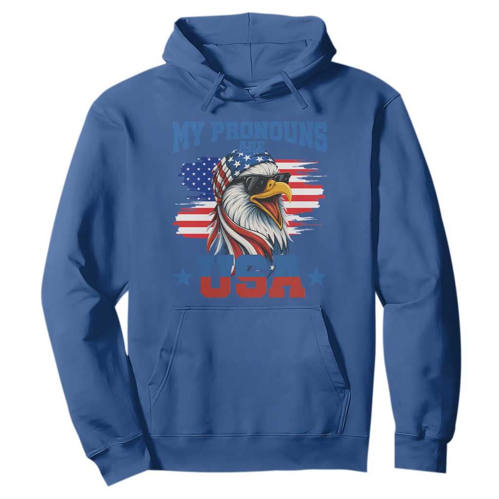 My Pronouns Are USA Hoodie Bold Patriotic Eagle with American Flag Bandana Mullet TS02 Royal Blue Print Your Wear