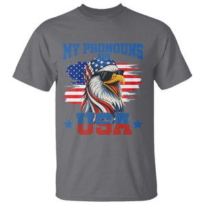 My Pronouns Are USA T Shirt Bold Patriotic Eagle with American Flag Bandana Mullet TS02 Charcoal Print Your Wear