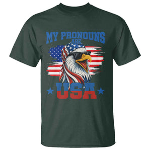 My Pronouns Are USA T Shirt Bold Patriotic Eagle with American Flag Bandana Mullet TS02 Dark Forest Green Print Your Wear
