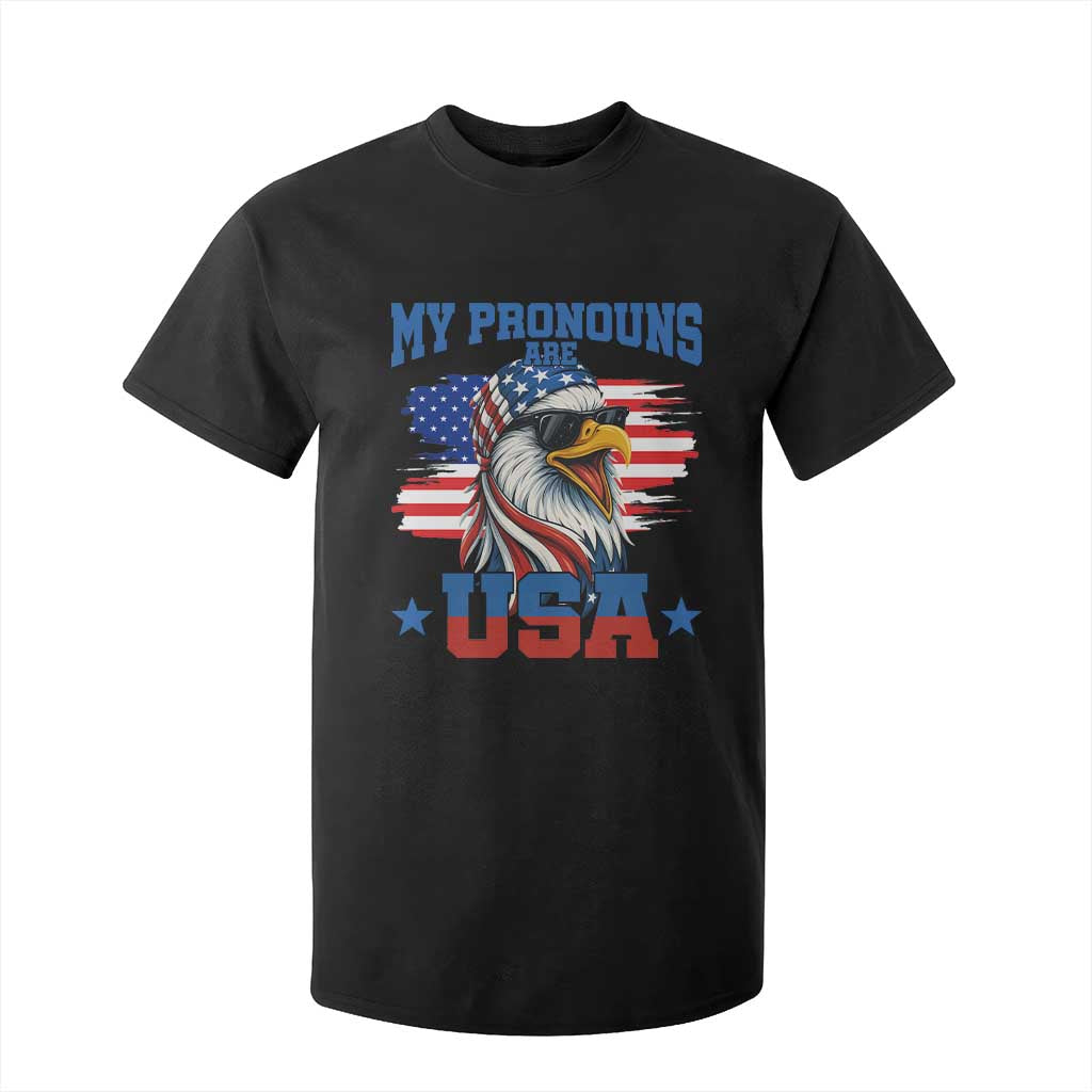 My Pronouns Are USA T Shirt For Kid Bold Patriotic Eagle with American Flag Bandana Mullet TS02 Black Print Your Wear