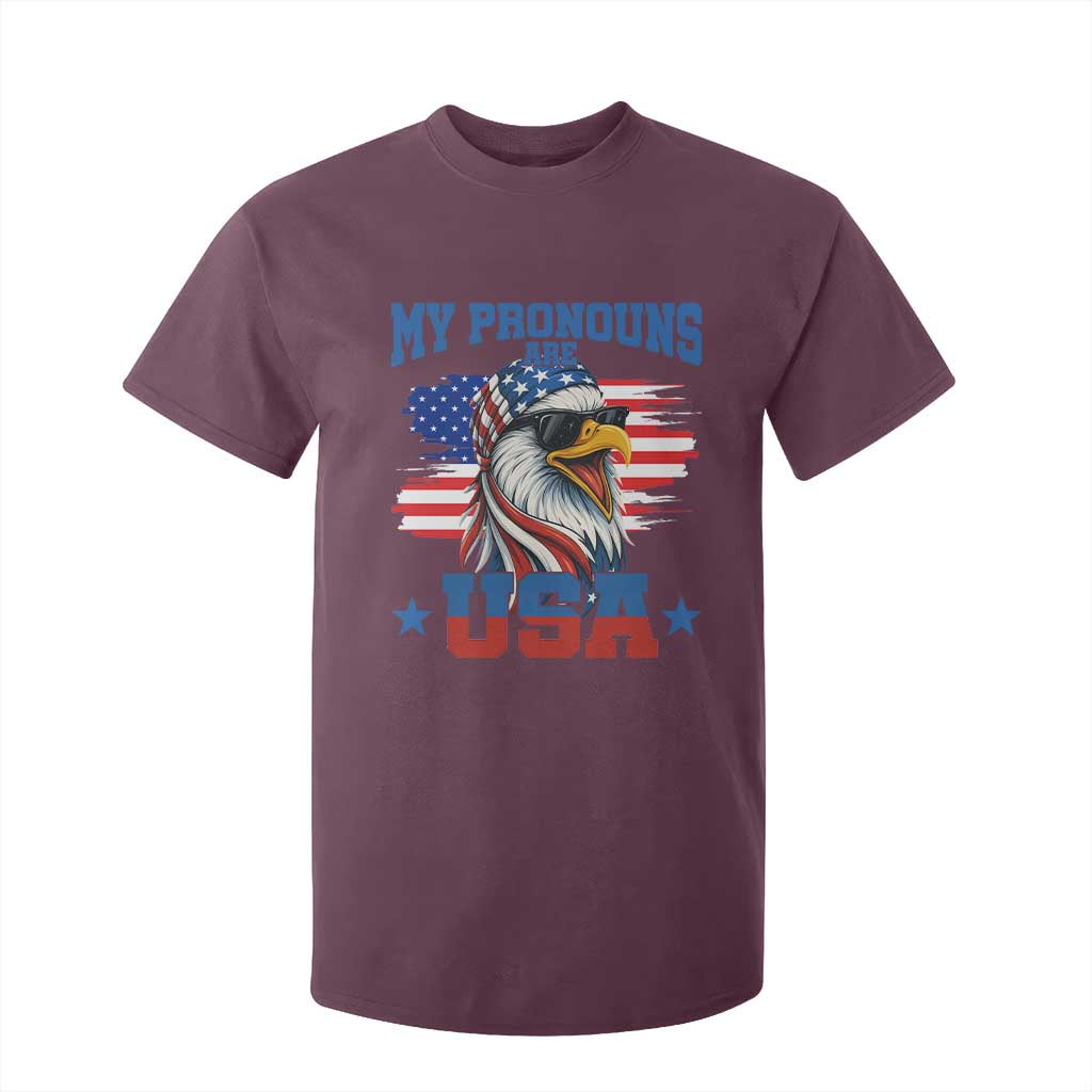 My Pronouns Are USA T Shirt For Kid Bold Patriotic Eagle with American Flag Bandana Mullet TS02 Maroon Print Your Wear